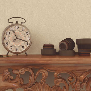 clock and decor on a shelf