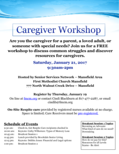 Caregiver Workshop Flyer January 2017