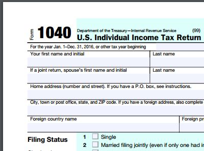 IRS 1040 Form photo