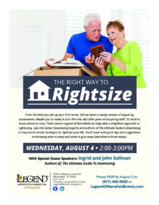 Legend of Mansfield Right Way to Rightsize Flyer August 2021
