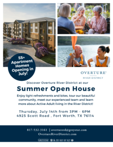 Overture River District Summer Open House Flyer 2022